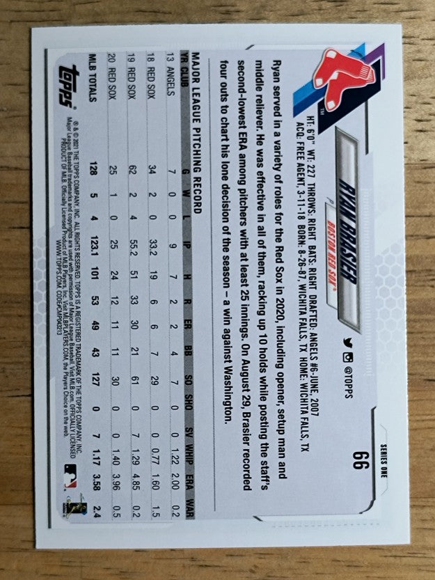 2021 Topps #66 Ryan Brasier