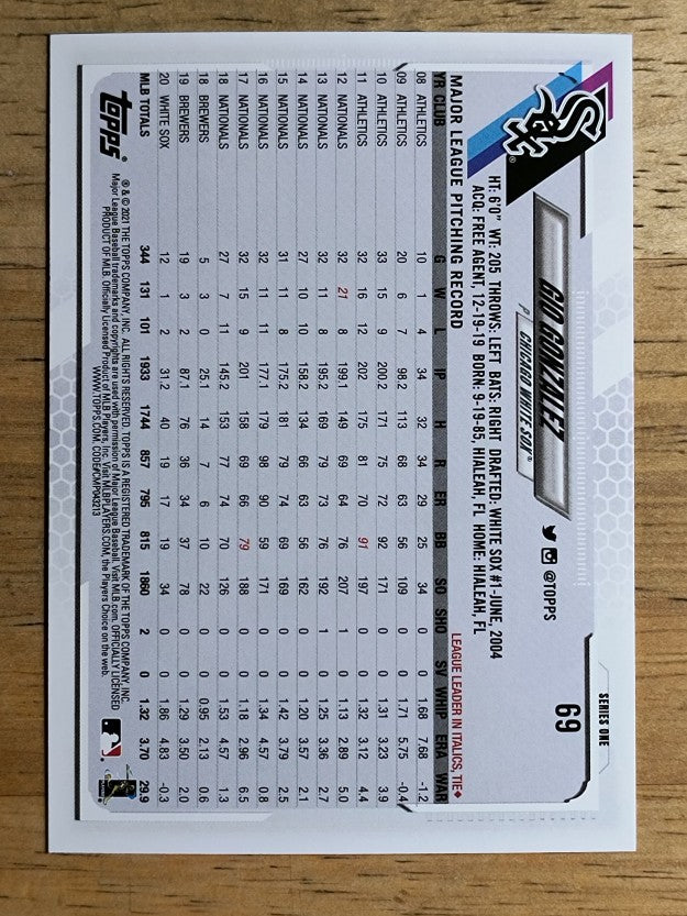 2021 Topps #69 Gio Gonzalez