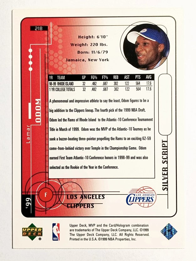 1999-00 Upper Deck MVP Silver Script #218 Lamar Odom