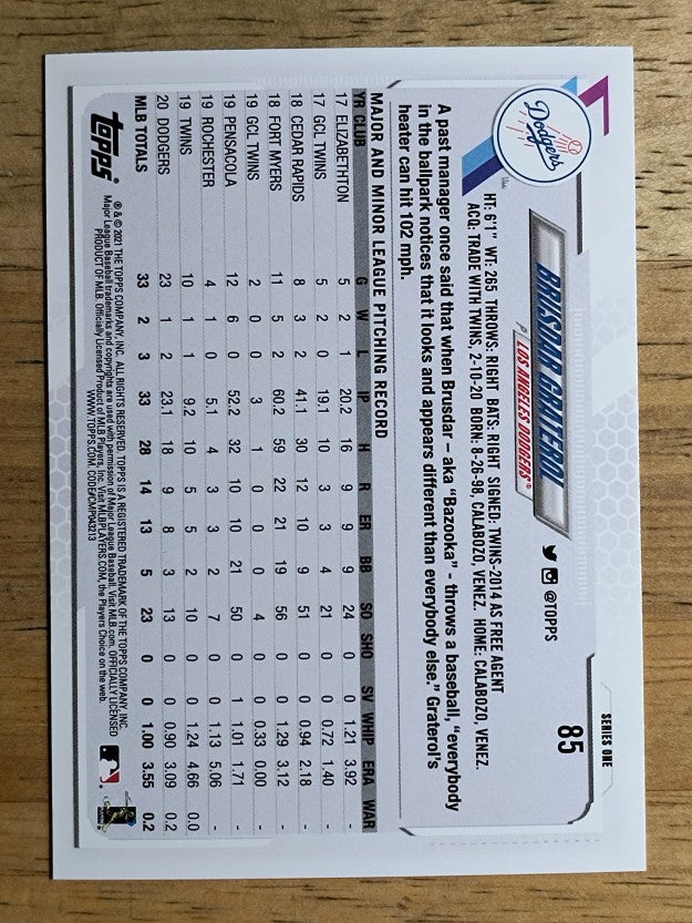 2021 Topps #85 Brusdar Graterol FS