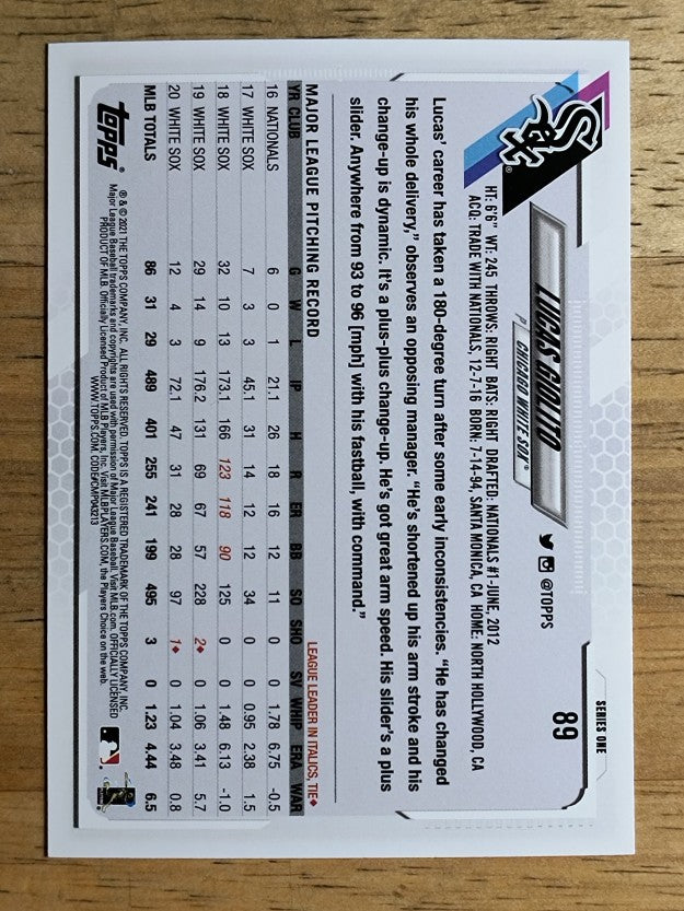 2021 Topps #89 Lucas Giolito