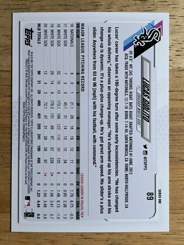 2021 Topps #89 Lucas Giolito