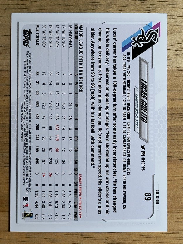 2021 Topps #89 Lucas Giolito