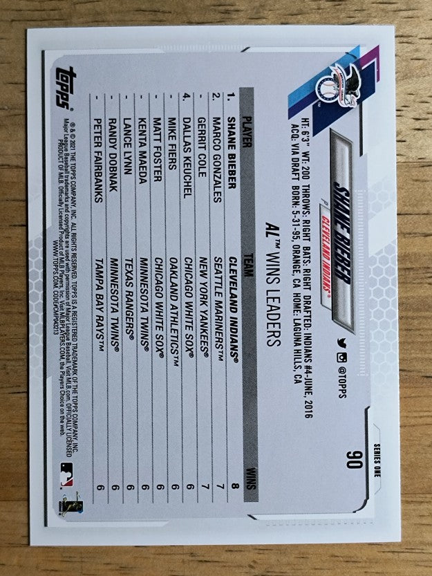 2021 Topps #90 Shane Bieber LL