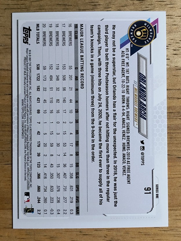 2021 Topps #91 Orlando Arcia