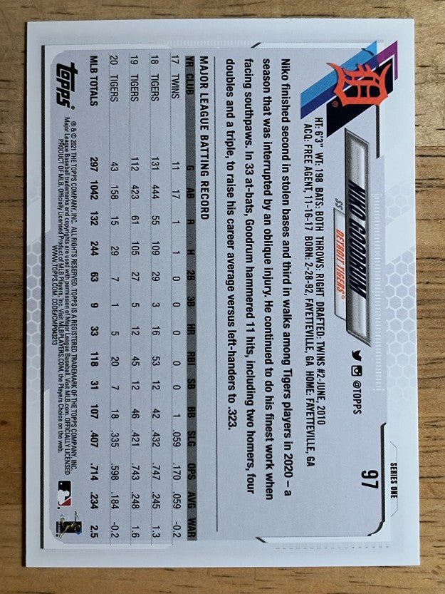 2021 Topps #97 Niko Goodrum