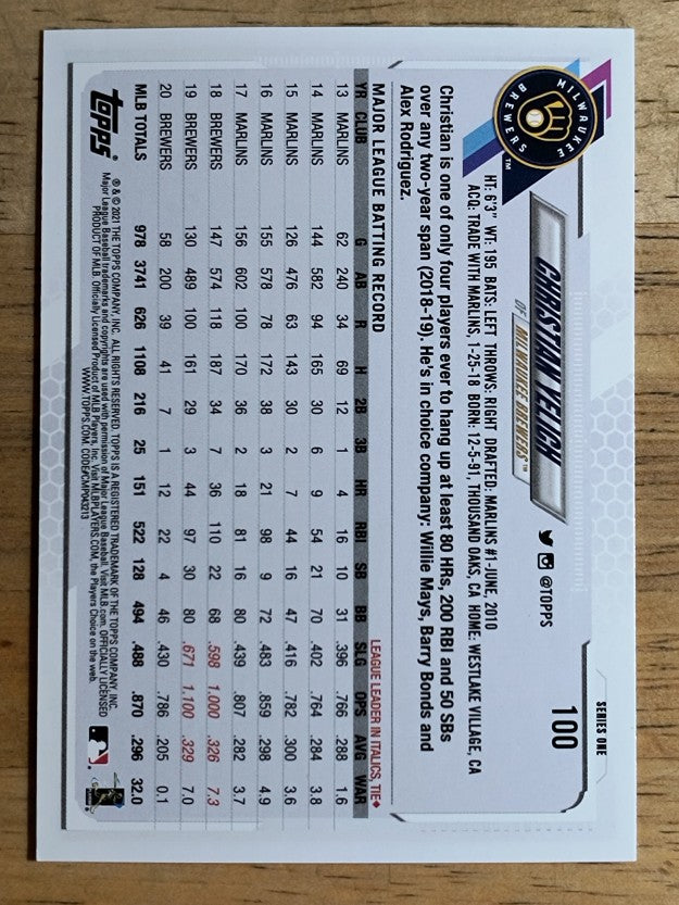 2021 Topps #100 Christian Yelich