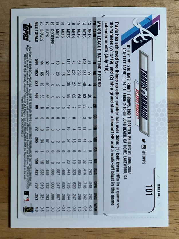 2021 Topps #101 Travis d'Arnaud
