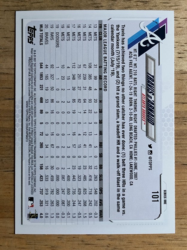 2021 Topps #101 Travis d'Arnaud
