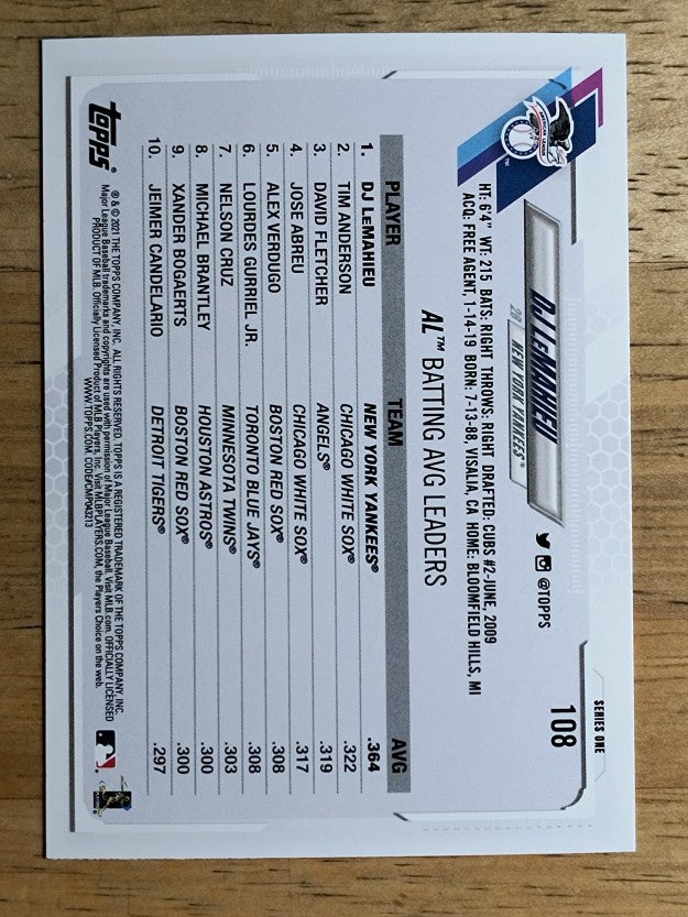 2021 Topps #108 DJ LeMahieu LL