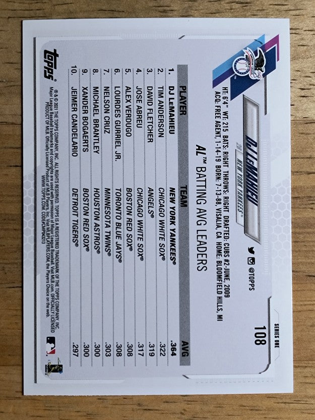 2021 Topps #108 DJ LeMahieu LL