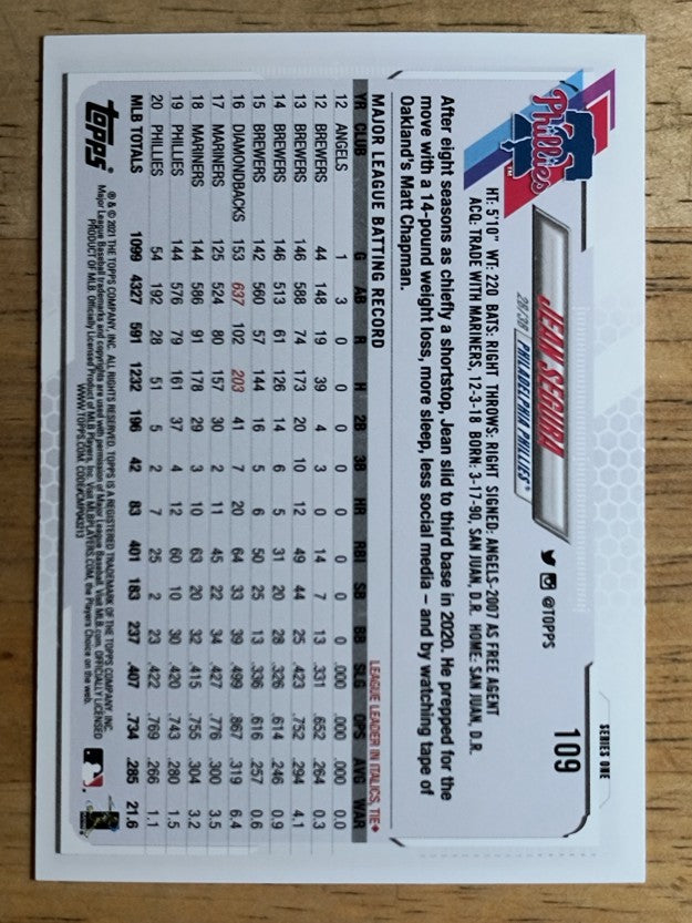 2021 Topps #109 Jean Segura
