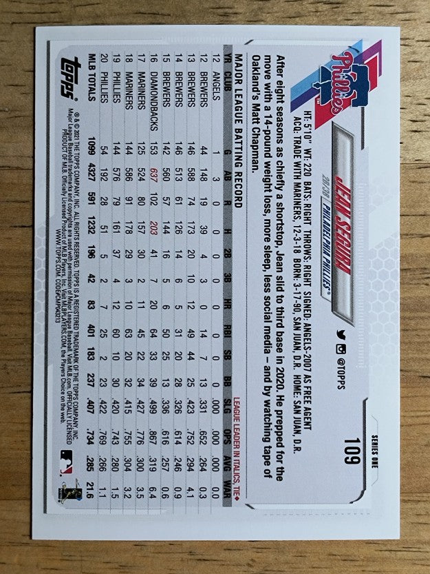 2021 Topps #109 Jean Segura