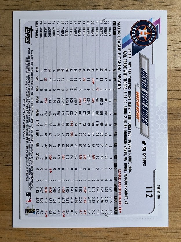 2021 Topps #112 Justin Verlander