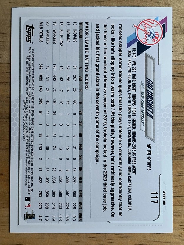 2021 Topps #117 Gio Urshela