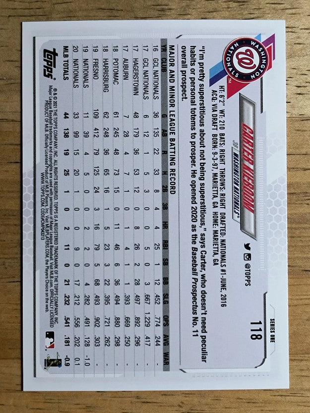 2021 Topps #118 Carter Kieboom