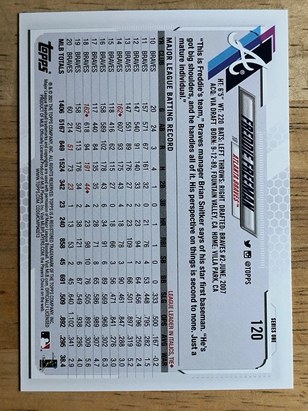 2021 Topps #120 Freddie Freeman