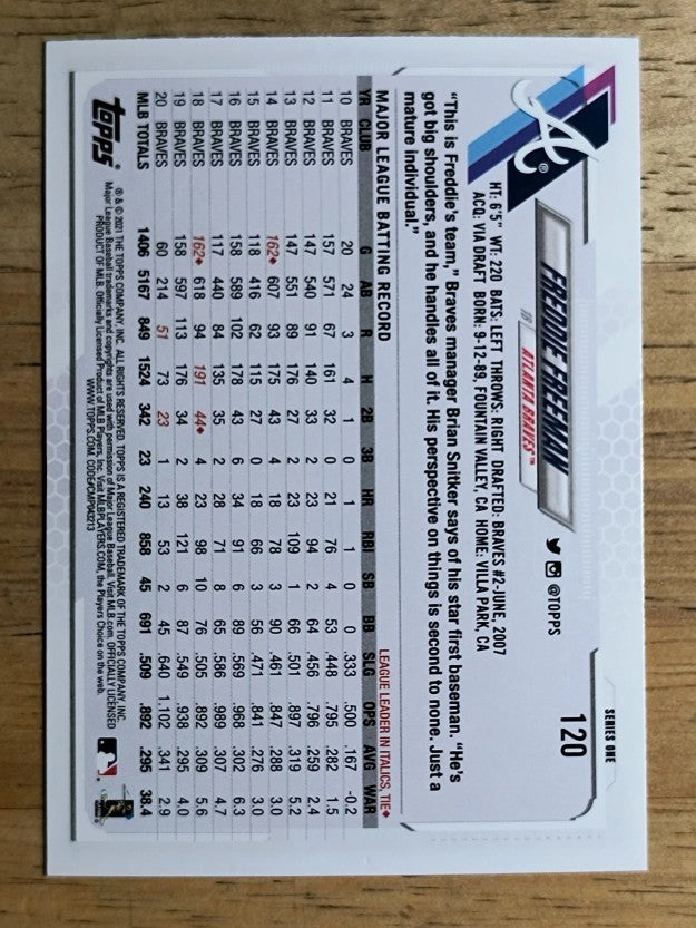2021 Topps #120 Freddie Freeman