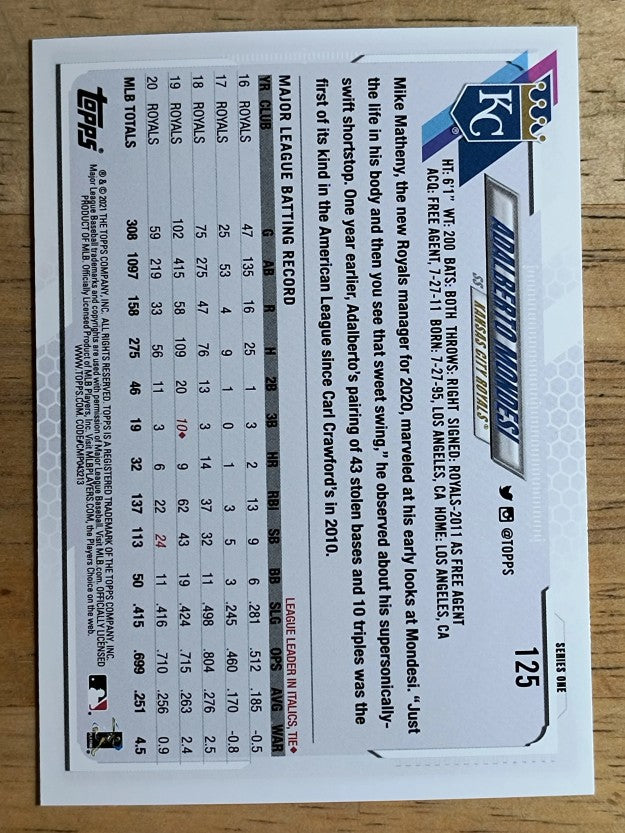 2021 Topps #125 Adalberto Mondesi