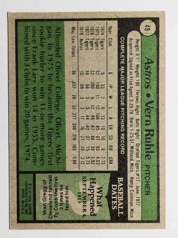 1979 Topps #49 Vern Ruhle (EX)