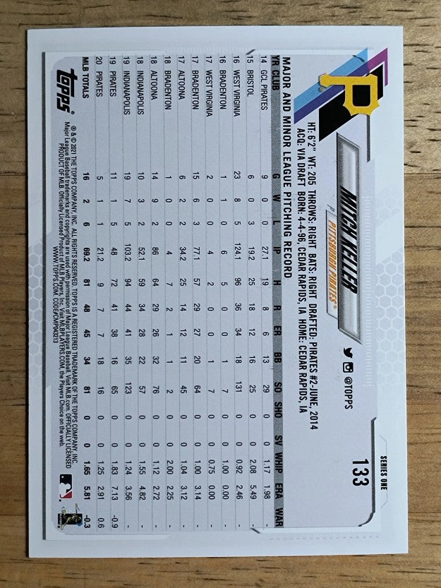 2021 Topps #133 Mitch Keller