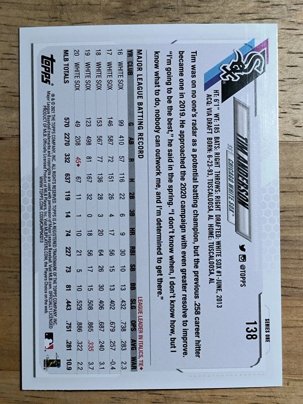 2021 Topps #138 Tim Anderson