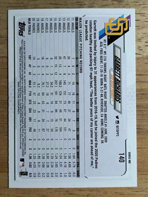 2021 Topps #140 Garrett Richards