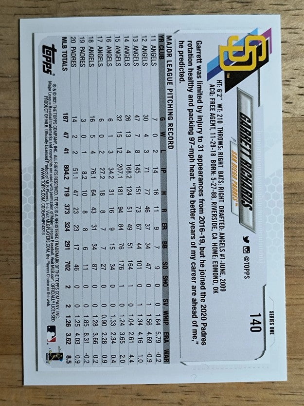 2021 Topps #140 Garrett Richards