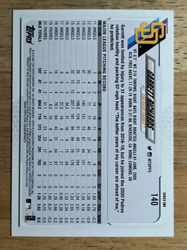 2021 Topps #140 Garrett Richards