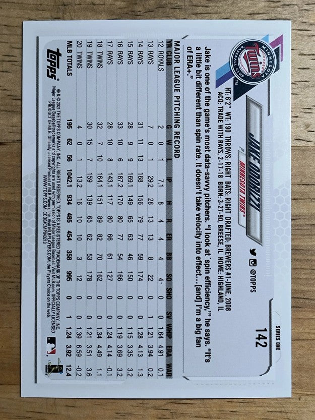 2021 Topps #142 Jake Odorizzi