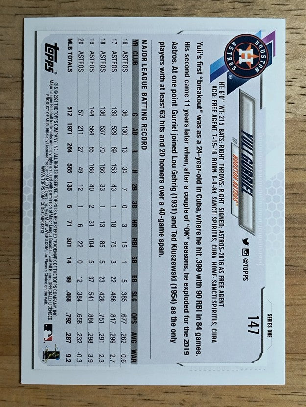 2021 Topps #147 Yuli Gurriel