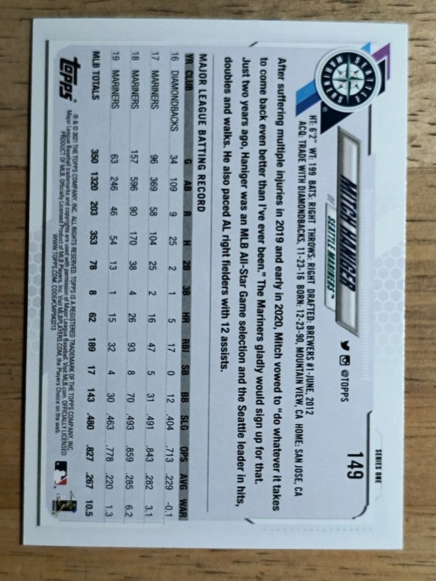 2021 Topps #149 Mitch Haniger