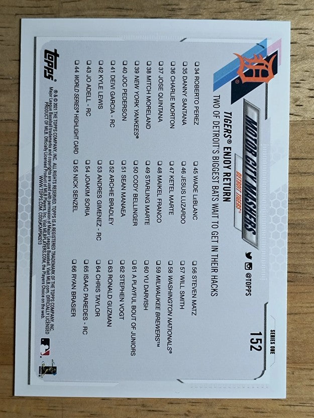 2021 Topps #152 Motor City Mashers/Miguel Cabrera/Jonathan Schoop
