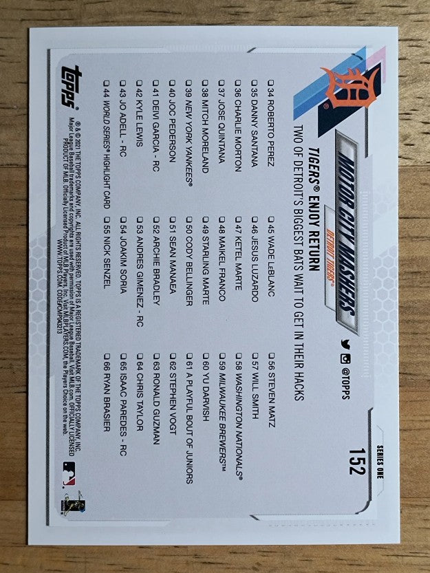 2021 Topps #152 Motor City Mashers/Miguel Cabrera/Jonathan Schoop