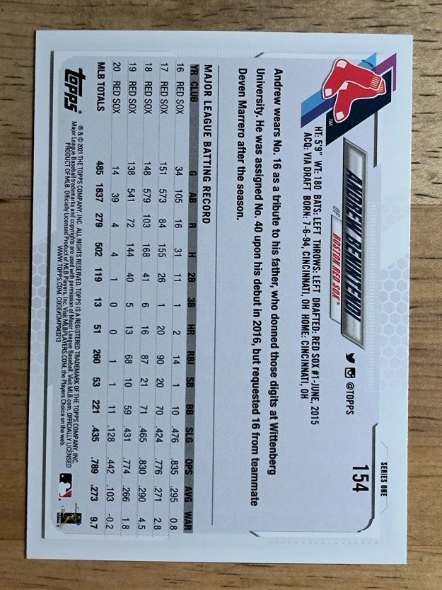 2021 Topps #154 Andrew Benintendi