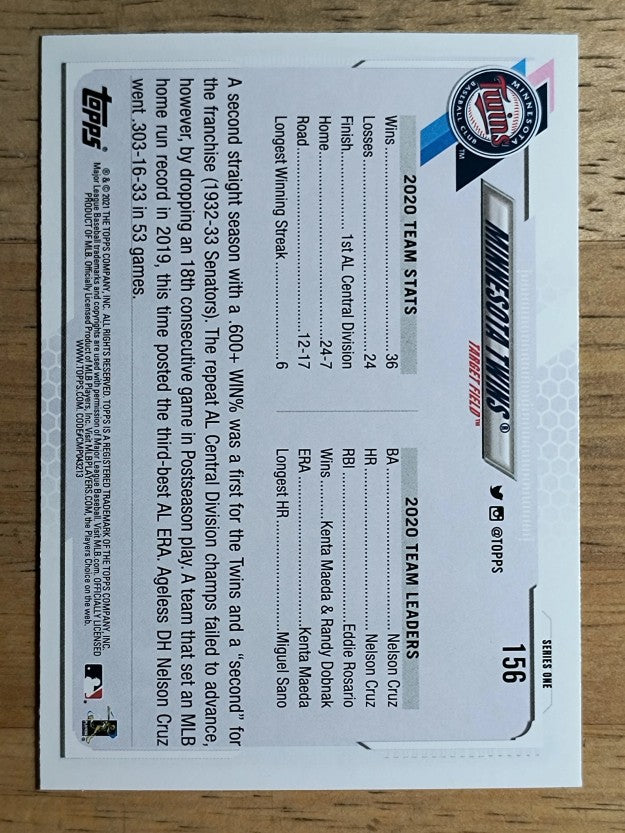 2021 Topps #156 Minnesota Twins TC