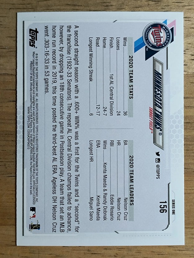 2021 Topps #156 Minnesota Twins TC