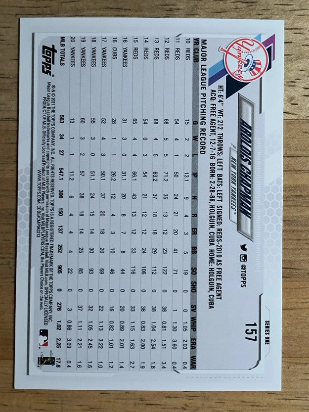 2021 Topps #157 Aroldis Chapman