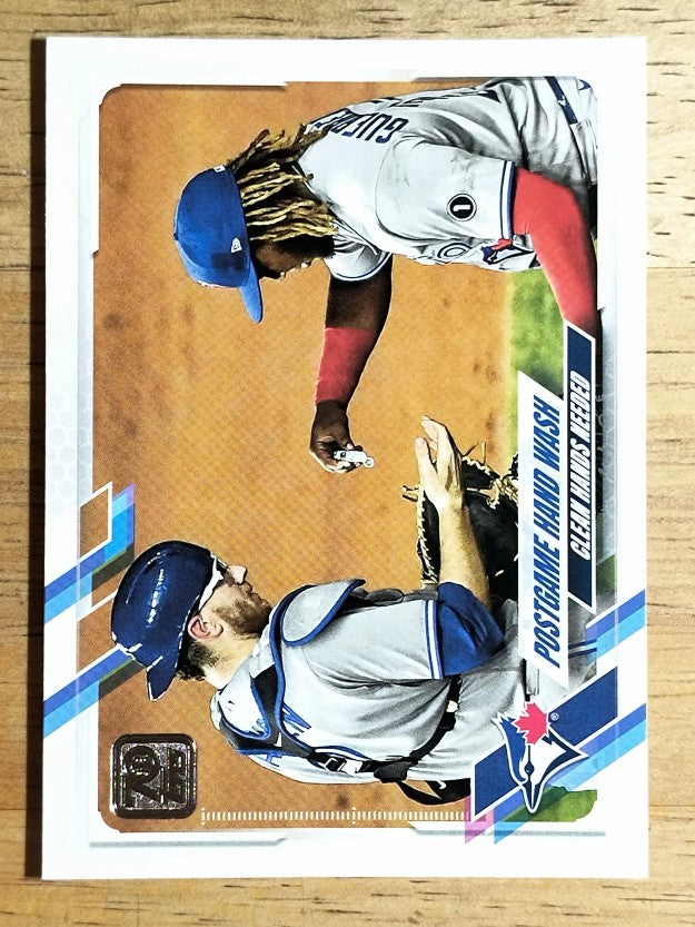 2021 Topps #159 Postgame Hand Wash/Danny Jansen/Vladimir Guerrero Jr