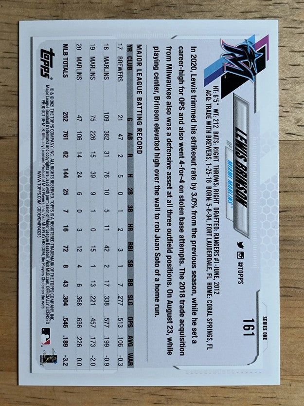 2021 Topps #161 Lewis Brinson