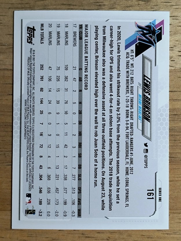 2021 Topps #161 Lewis Brinson