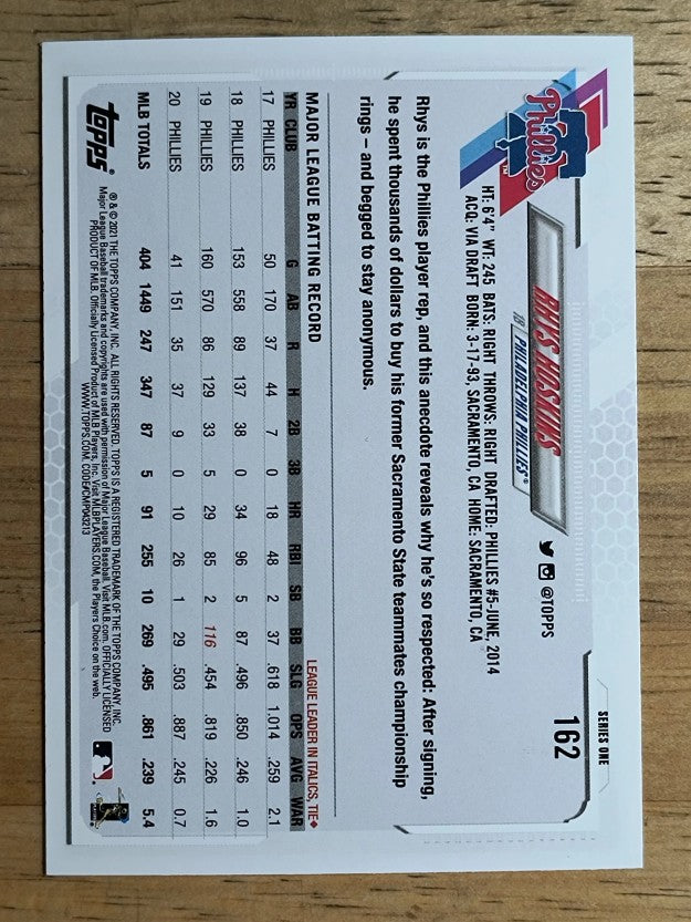 2021 Topps #162 Rhys Hoskins
