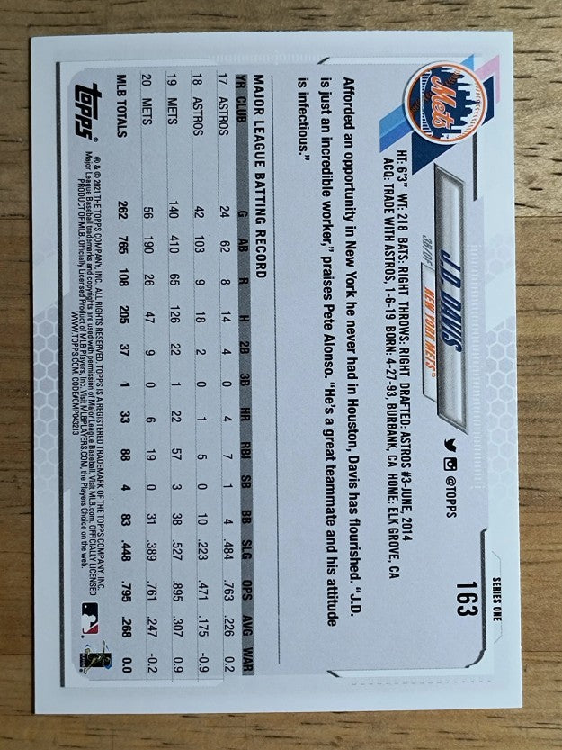 2021 Topps #163 J.D. Davis