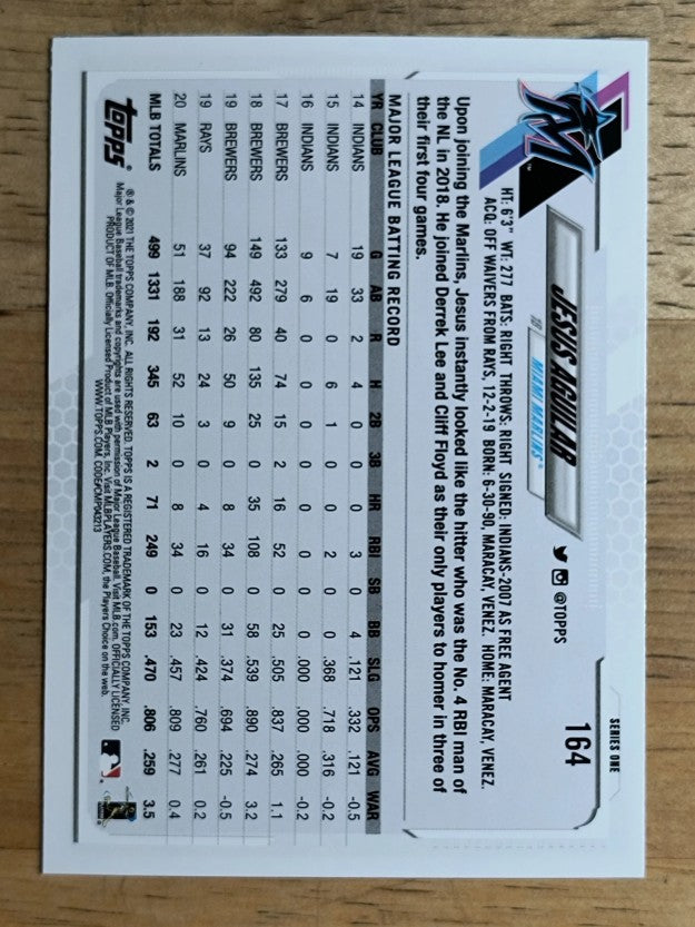 2021 Topps #164 Jesus Aguilar