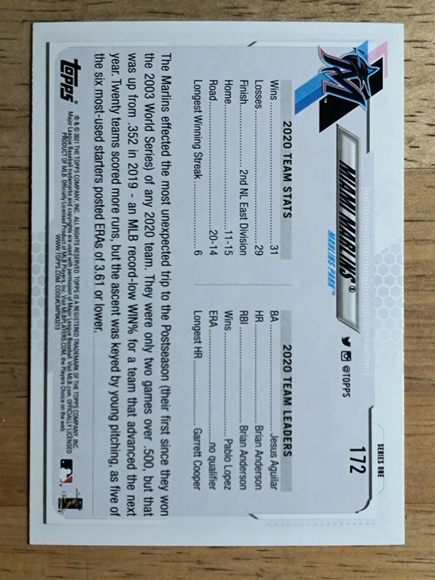 2021 Topps #172 Miami Marlins TC