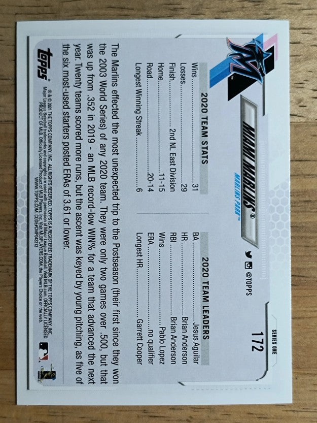 2021 Topps #172 Miami Marlins TC