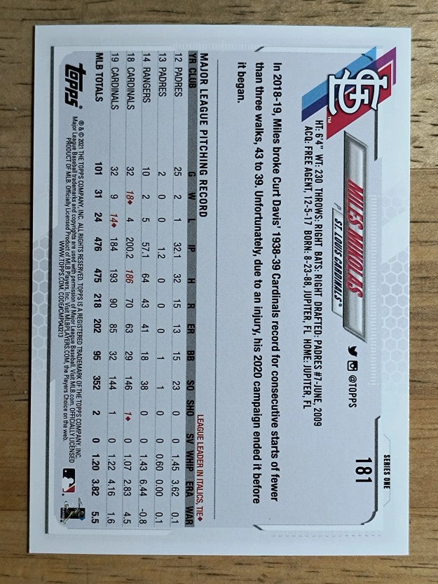 2021 Topps #181 Miles Mikolas
