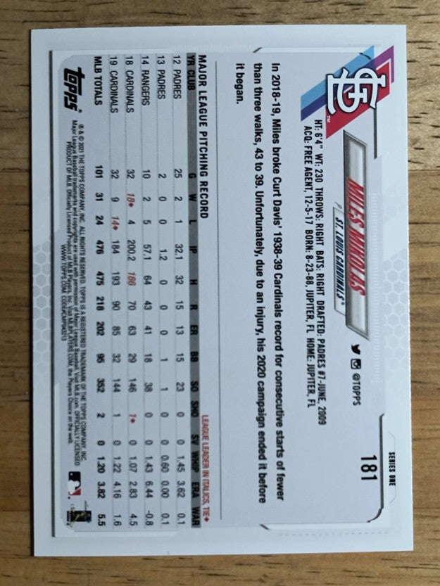 2021 Topps #181 Miles Mikolas