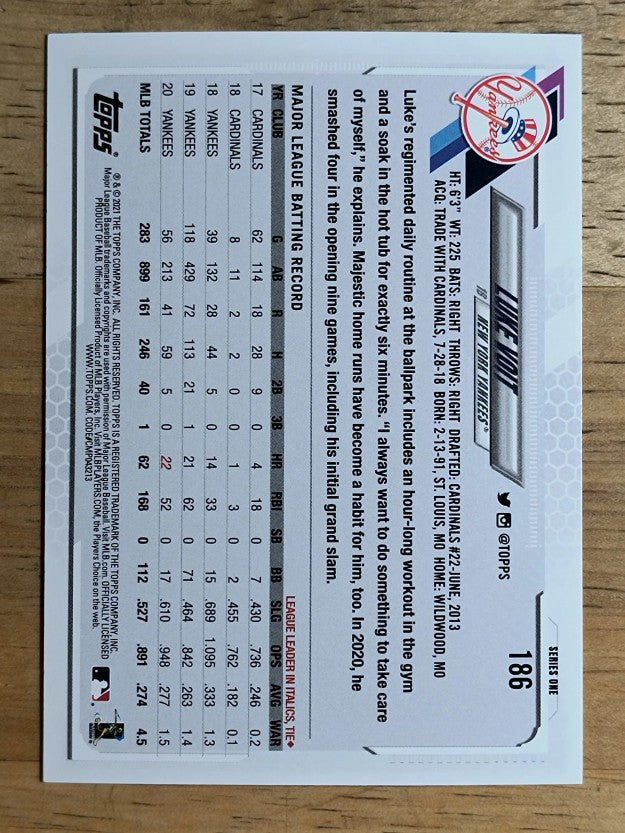 2021 Topps #186 Luke Voit