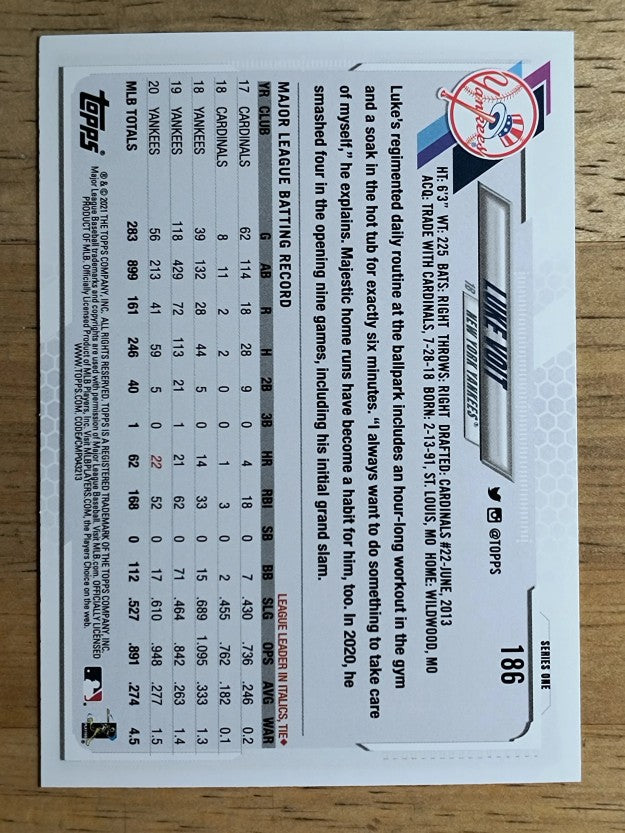 2021 Topps #186 Luke Voit